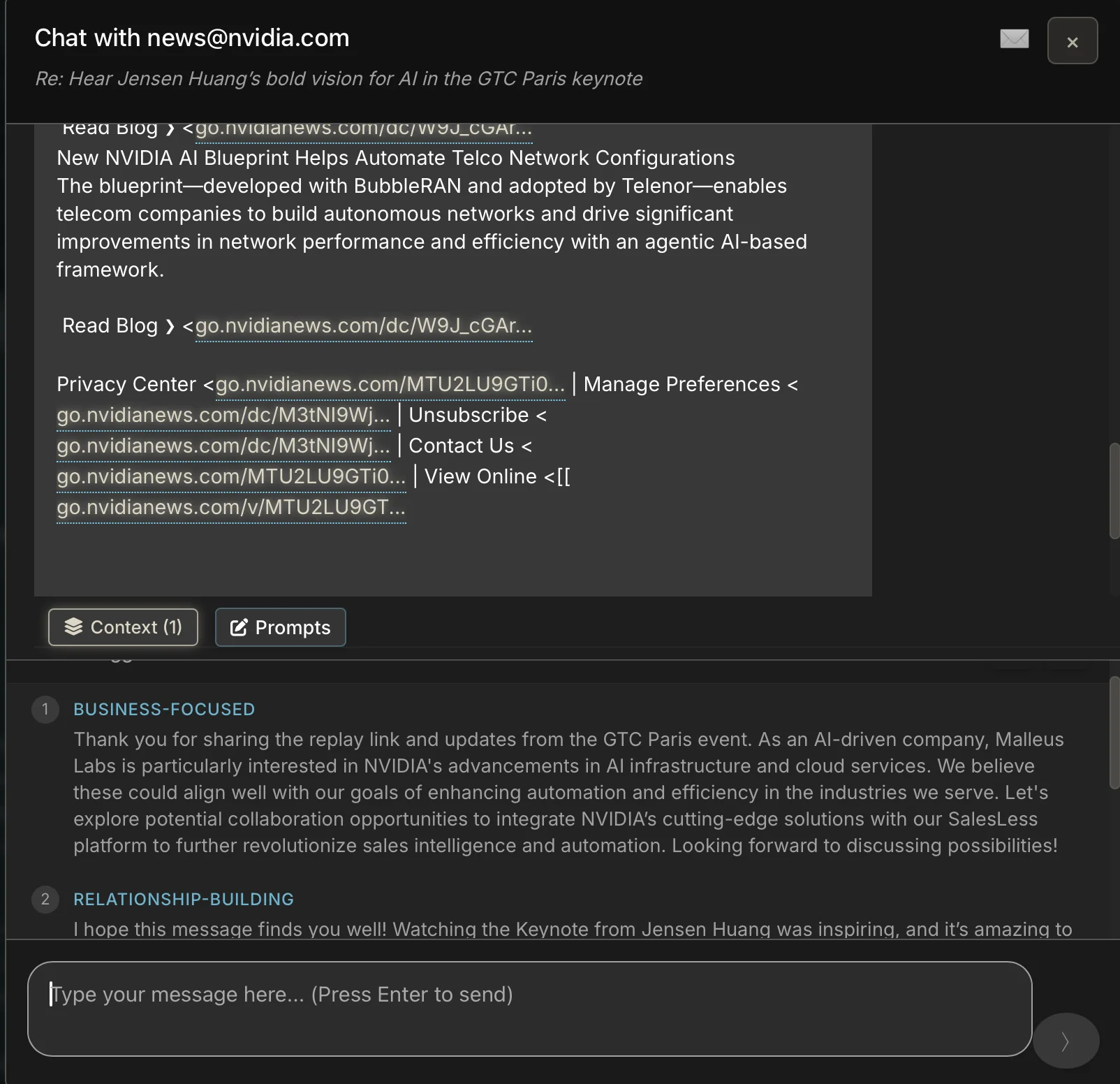 Email helper screenshot